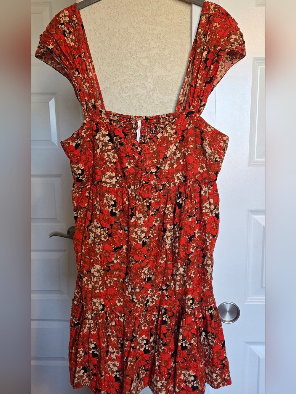 Free People Floral Orange Smocked Sundress - Women's